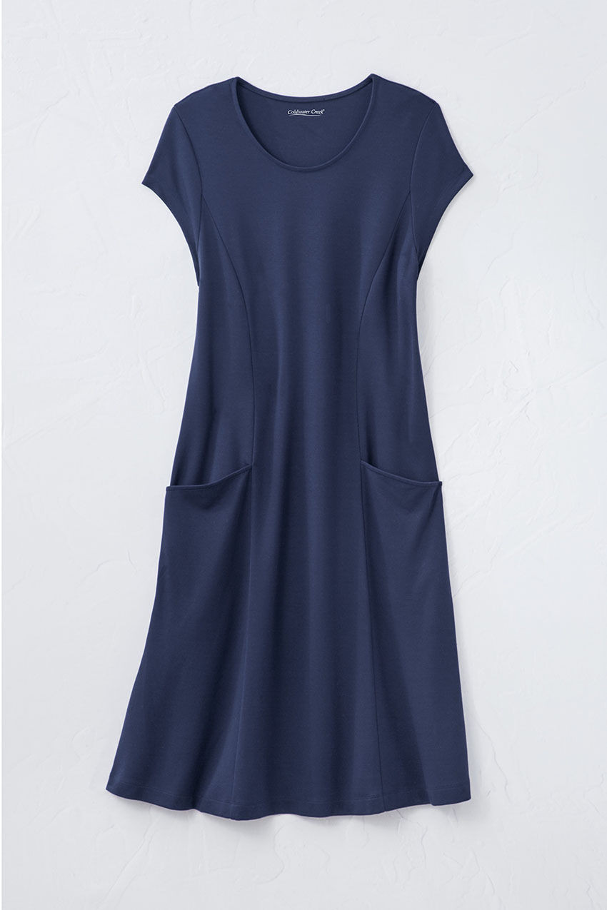 Destinations Seamed Dress - Navy - 3X - Plus