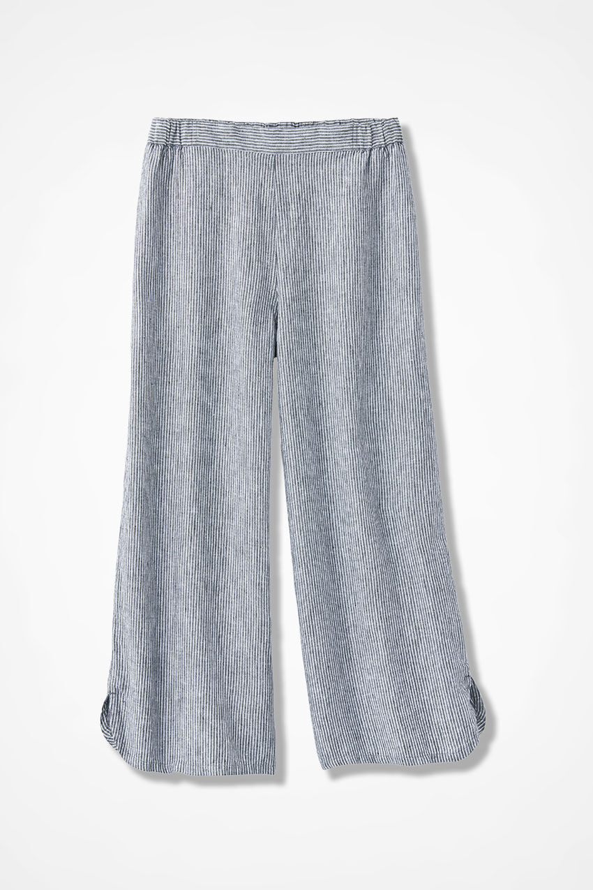 Striped Linen Wide-Leg Crops - Coldwater Creek