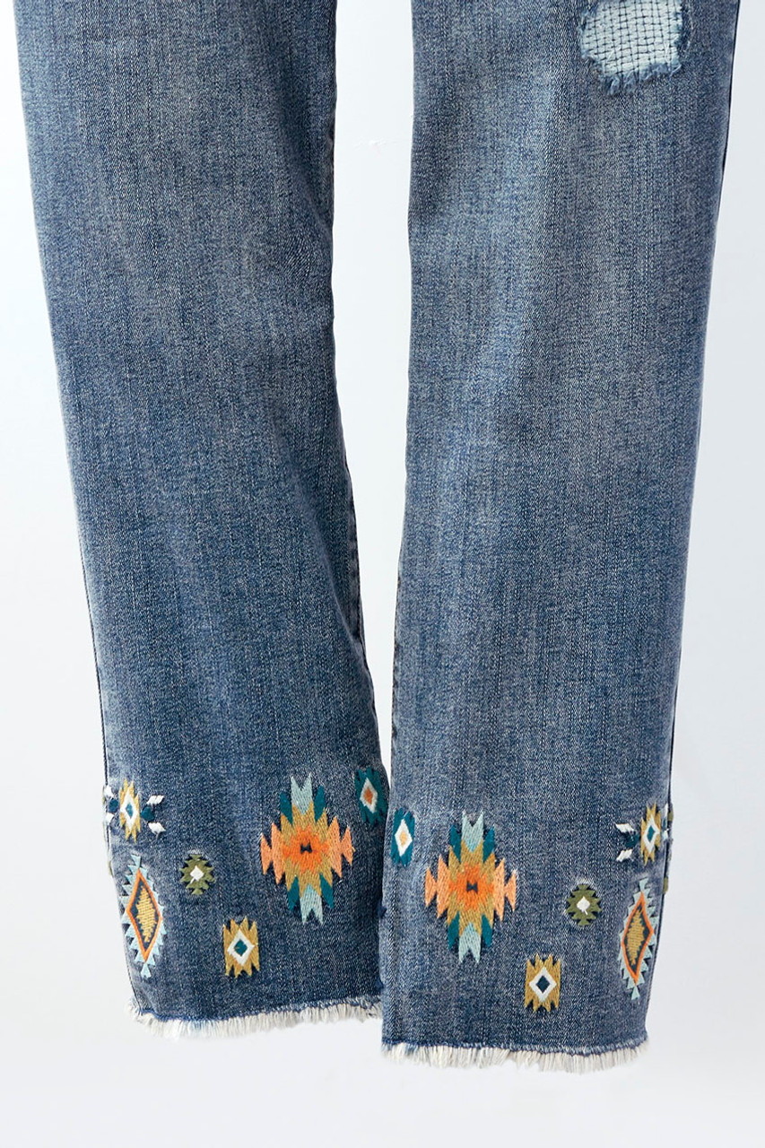 Floral Embroidered Slim Leg Ankle Jeans - Coldwater Creek