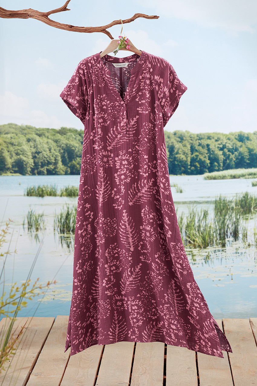 fall caftan dress Purple Crepe Boat Neck Kaftan Dress With Belt main image 1