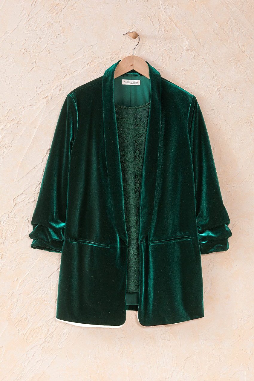 Blazer Femme Coldwater Creek – Bleu Pied-de-poule – Taille M – Coton – Fabriqué En Inde