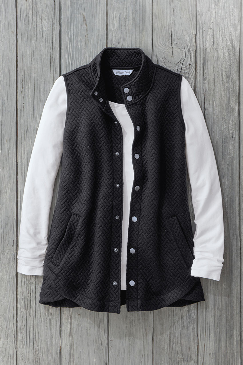 Tulip-Hem Jacquard Vest - Coldwater Creek