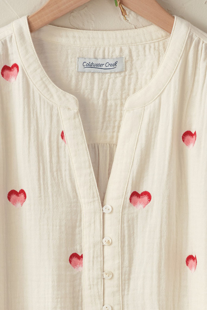 Blushing Hearts Gauze Blouse - Coldwater Creek