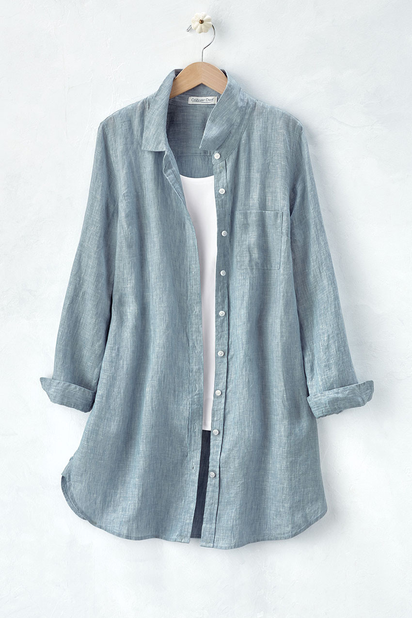新品未使用　marihoja natural dyed linen tunic THE BEACH TUNIC in SUNSET AWNING STRIPED GAUZE – Lisa Marie Fernandez