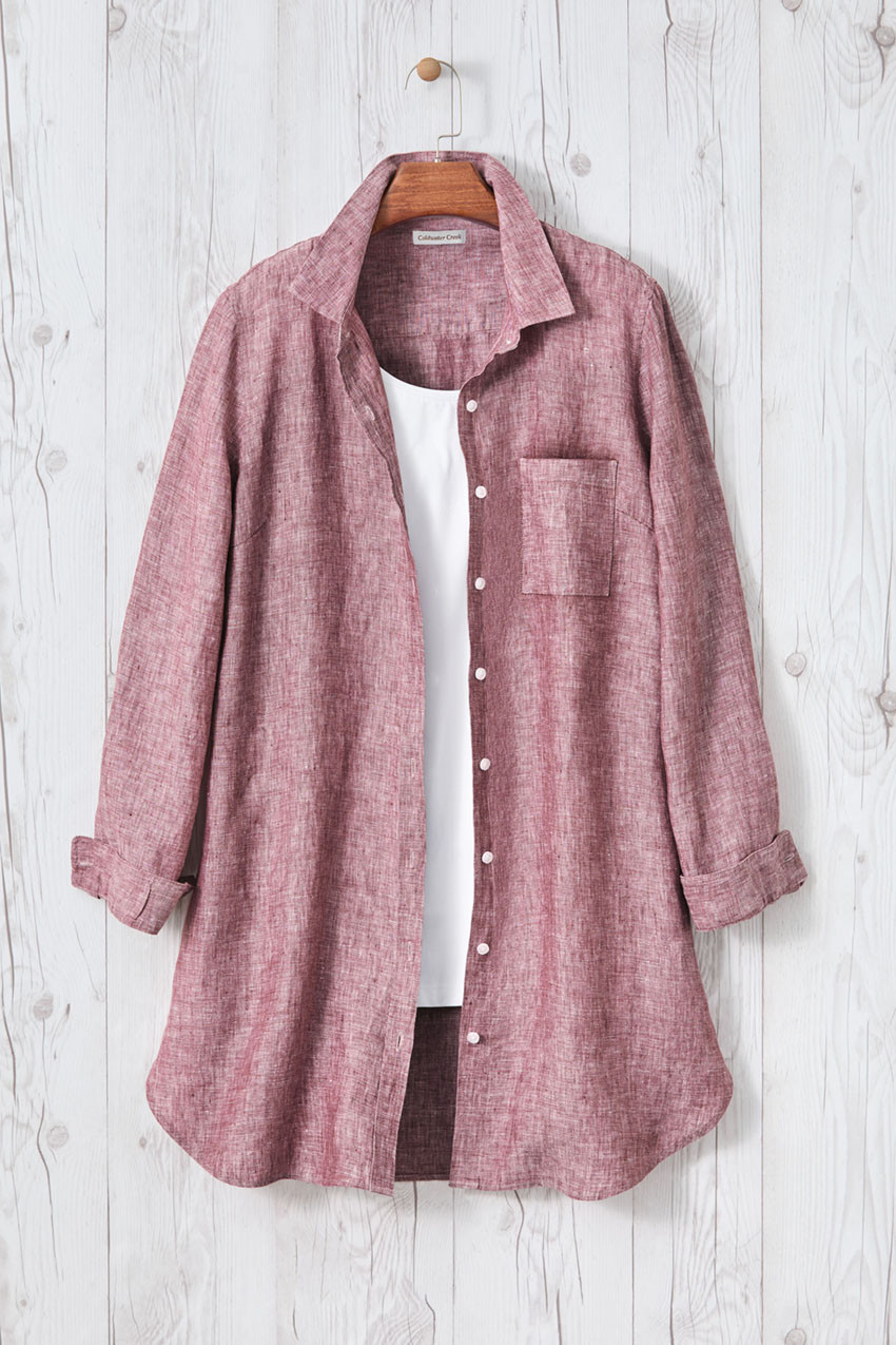 Cross Dyed Linen Tunic Topper - Coldwater Creek