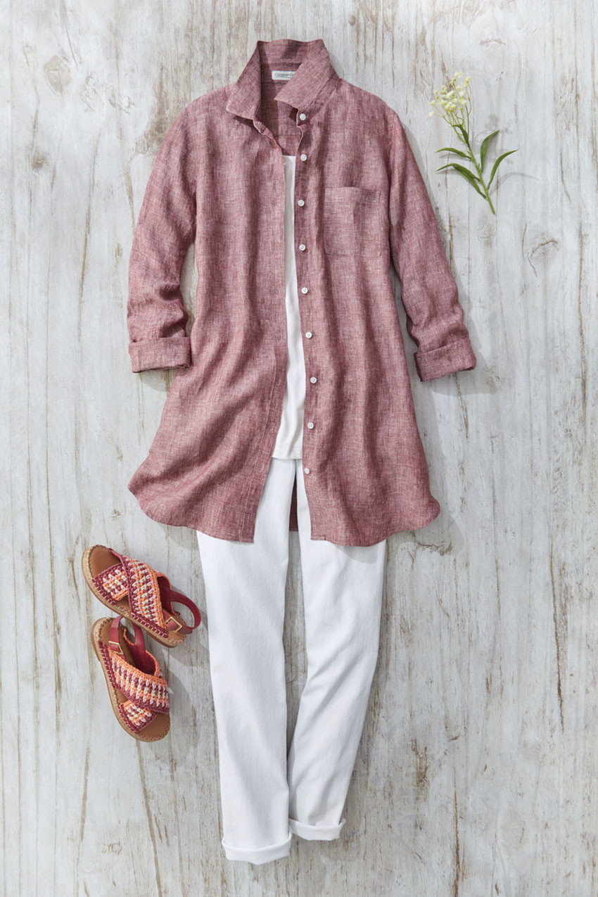 Cross Dyed Linen Tunic Topper - Coldwater Creek