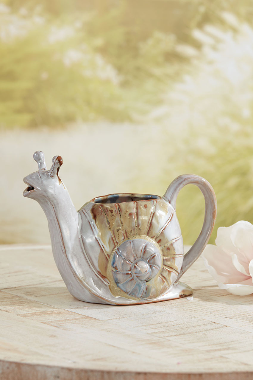 Coldwater Creek Stoneware Snail Watering Can - Thumbnail 2