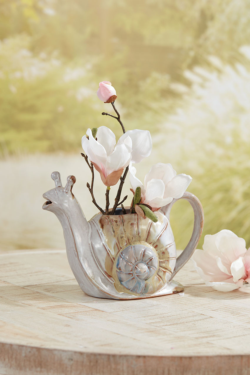 Coldwater Creek Stoneware Snail Watering Can