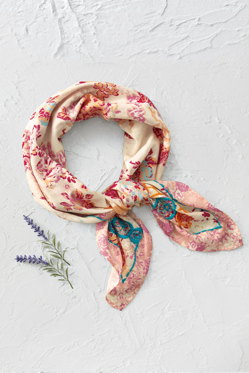Embroidered Cotton Neckerchief - Coldwater Creek display picture 3