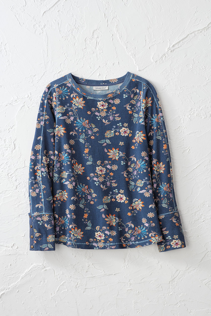Valley Floral Waffle Tee - Coldwater Creek