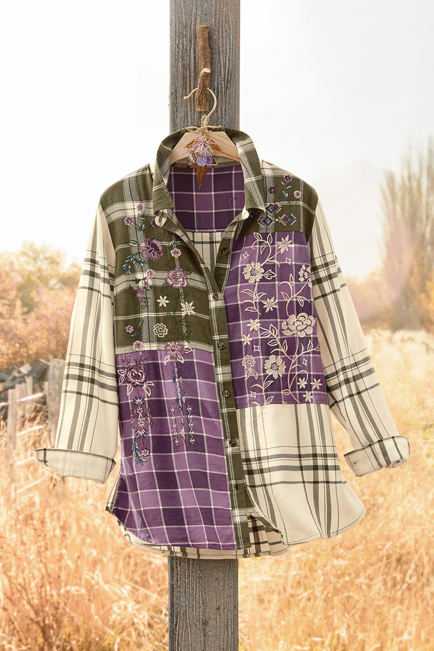Plaid Perfection Embroidered Shirt
