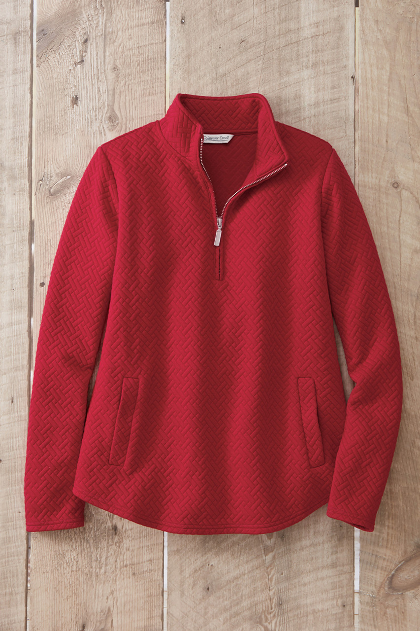 Jacquard Quarter Zip Sweatshirt - Coldwater Creek