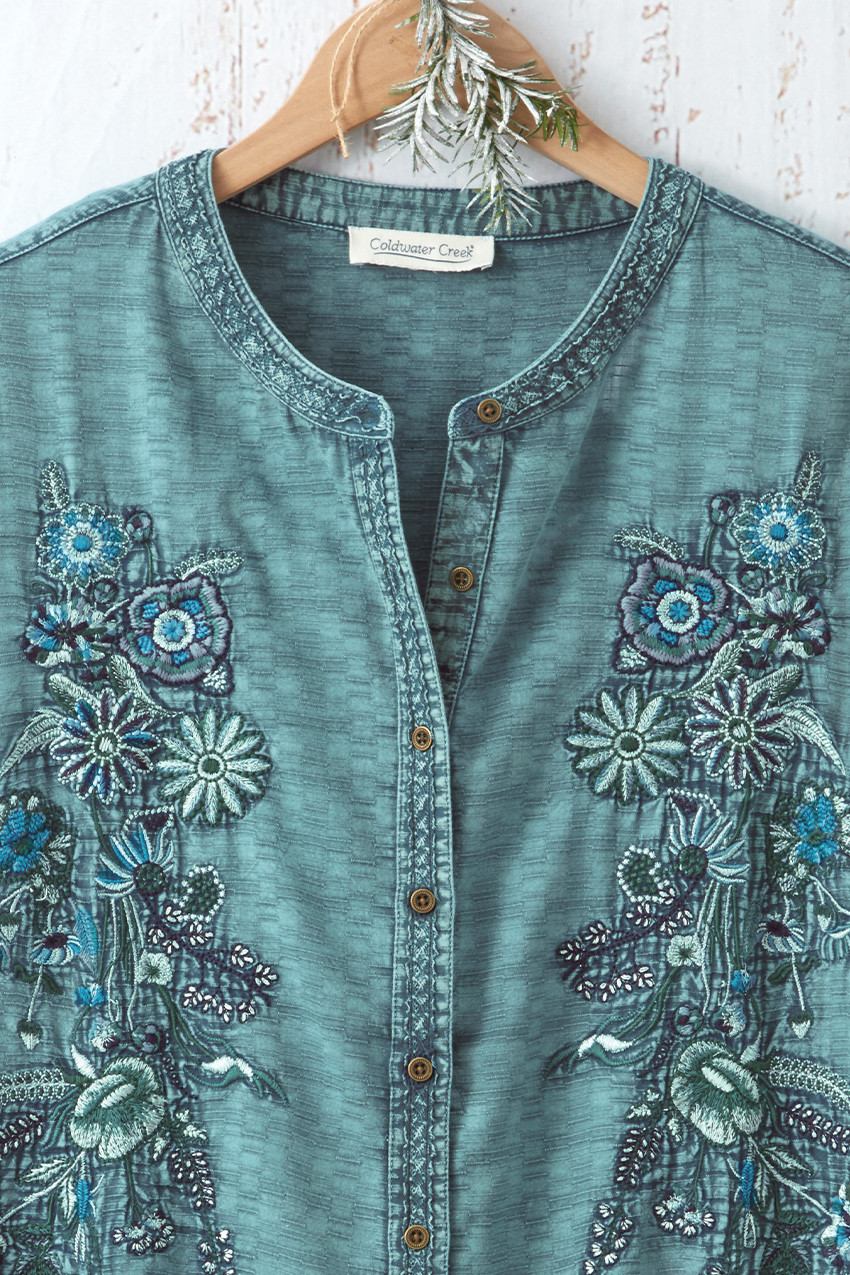 Mystic Lake Embroidered Top - Coldwater Creek