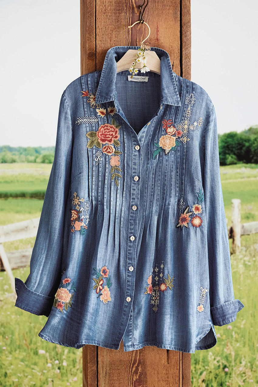 Las Rosas Pintucked TENCEL™ Top - Coldwater Creek