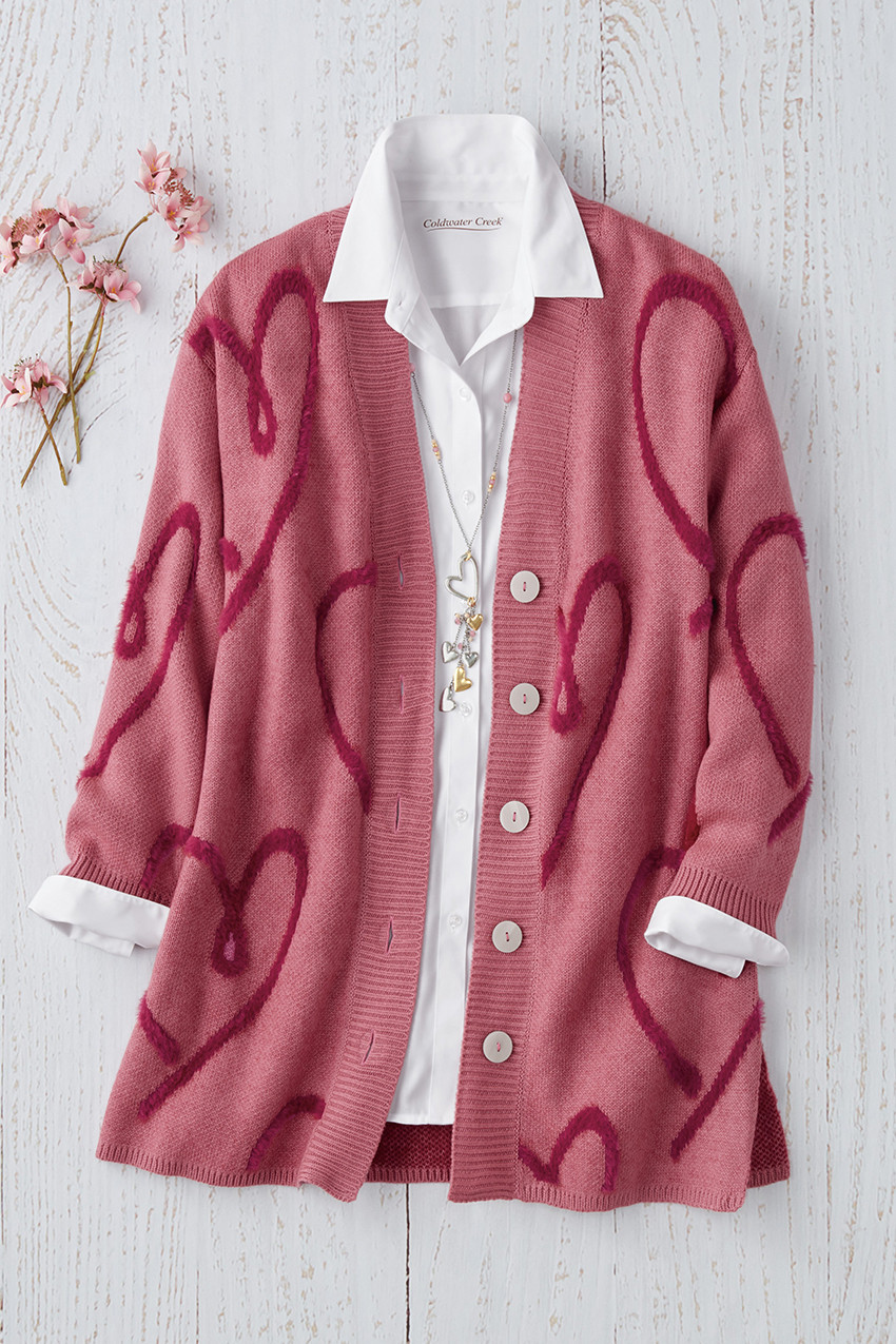 トップス THE TOE 26SS Semperoper Heart Cardigan Love Notes Cardigan - Coldwater Creek