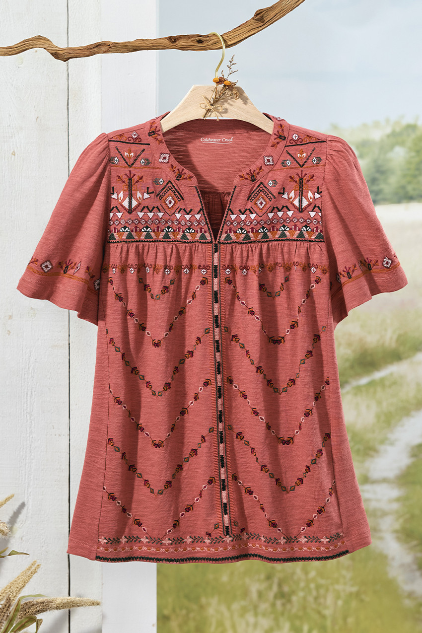 Canyon Rose Embroidered Top - Coldwater Creek