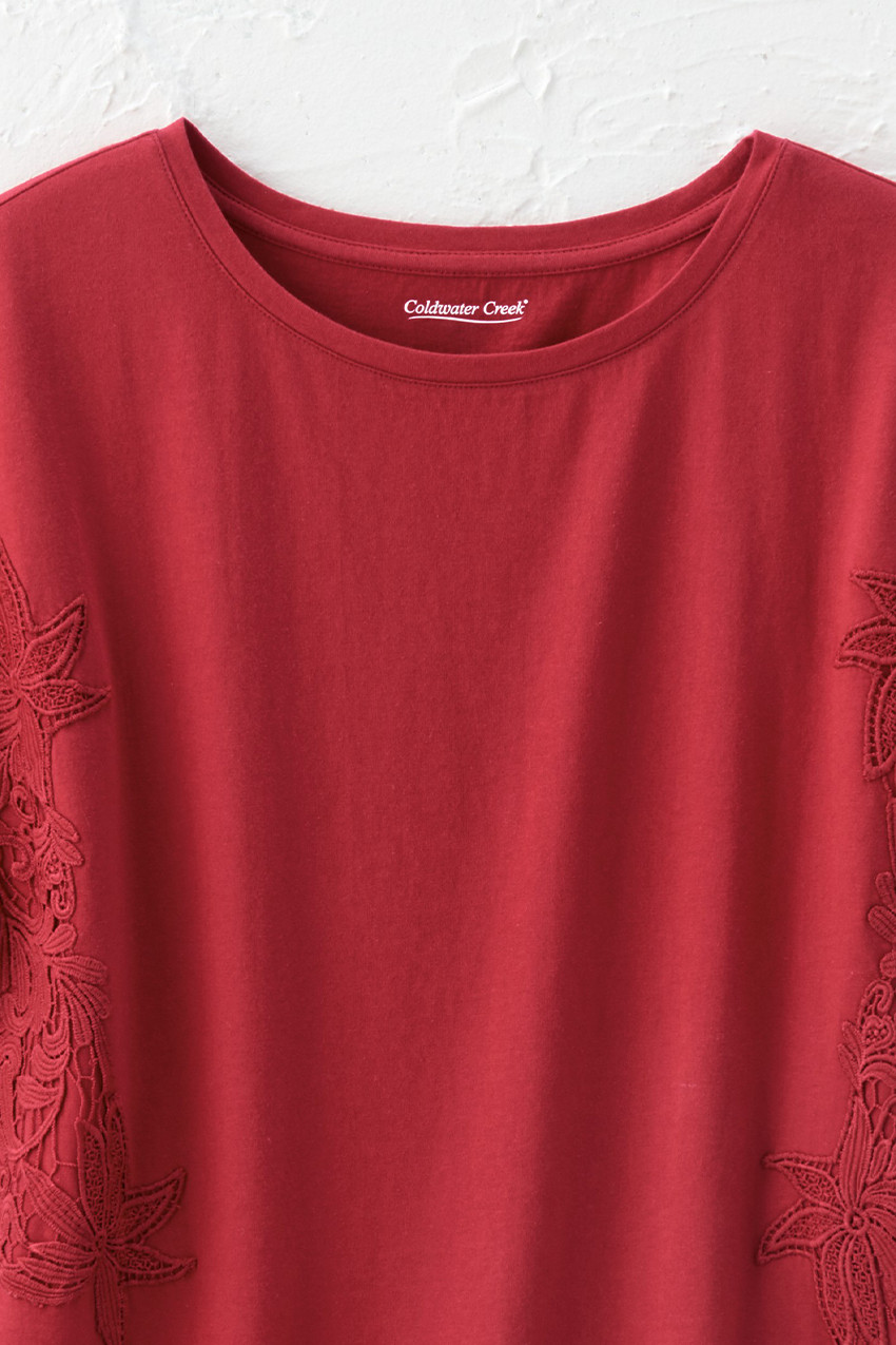 Aria Lace Trim Tee - Coldwater Creek