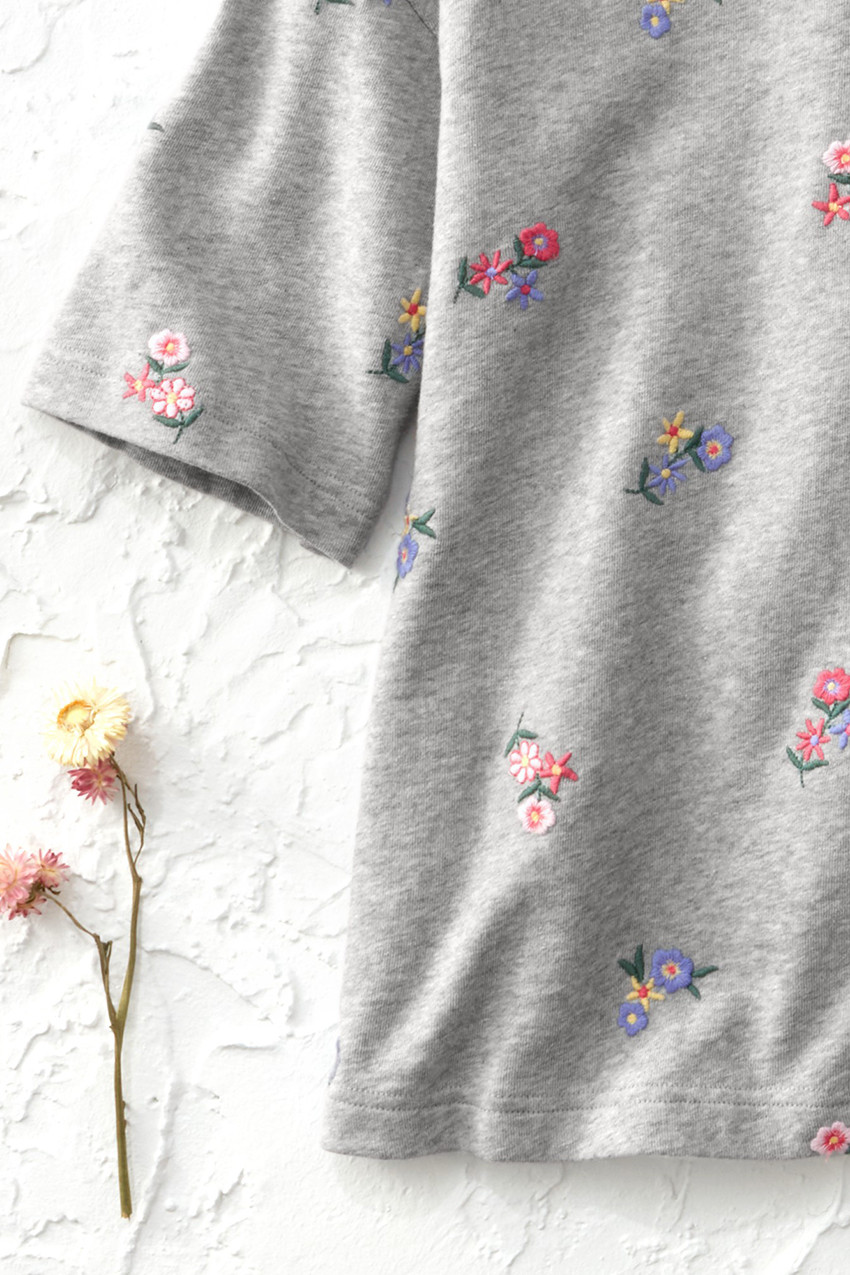 Tossed Flowers Short-Sleeve Sweatshirt - Coldwater Creek