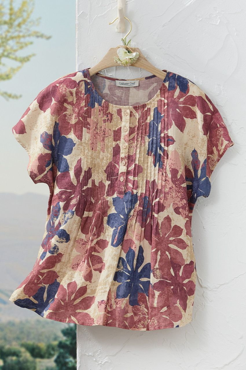 Callia Linen Pintuck Blouse - Coldwater Creek