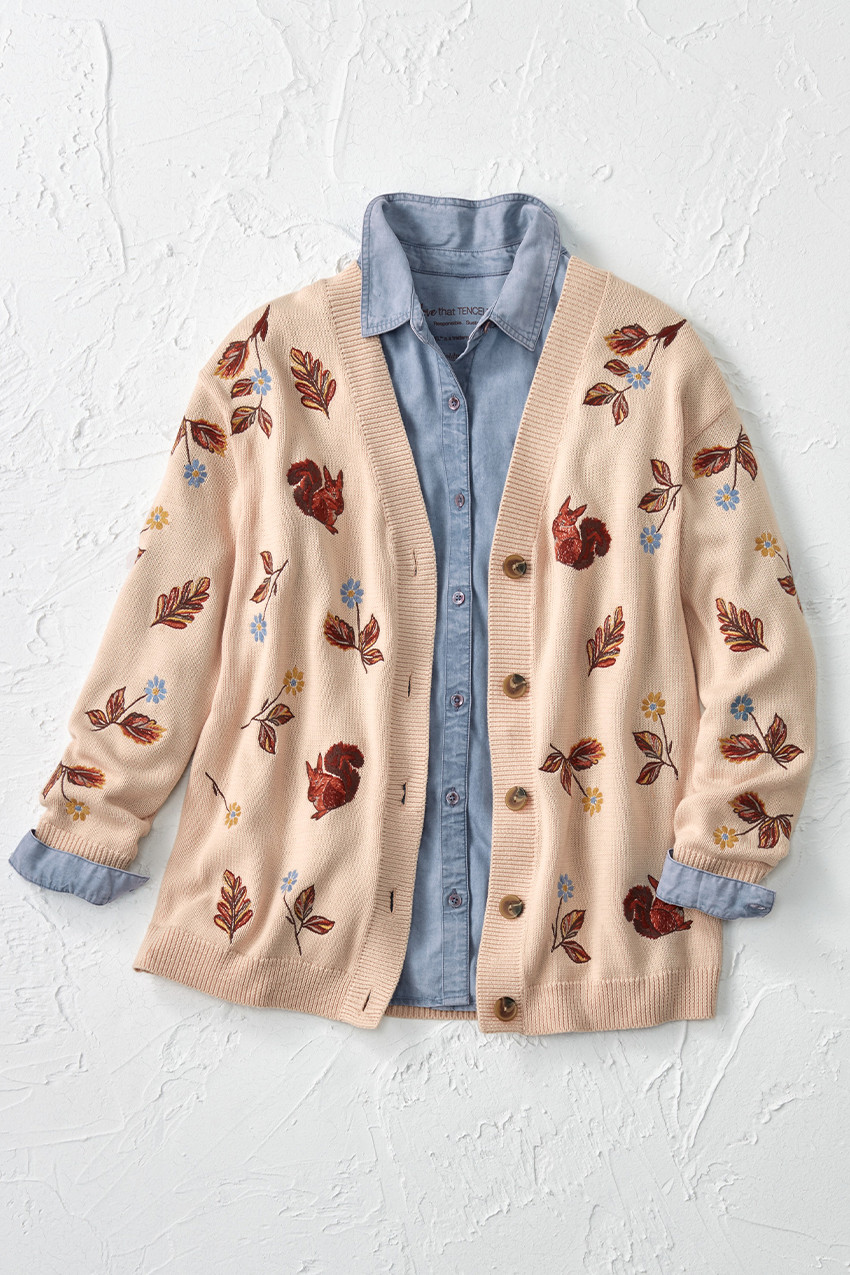 Autumn Breeze Embroidered Cardigan - Coldwater Creek