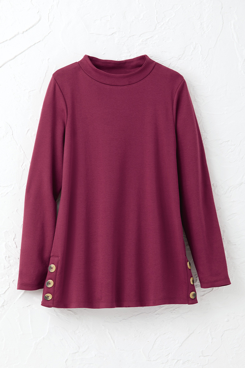 BestCotton™ Side-Button Long-Sleeve Tunic - Coldwater Creek