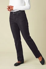 Knit Denim High Rise Straight-Leg Jeans