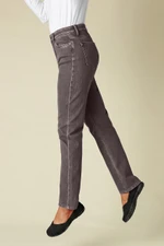 Knit Denim High Rise Straight-Leg Jeans
