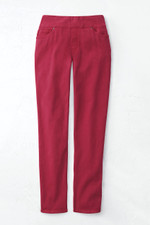 Knit Denim Mid Rise Slim-Leg Ankle Jeans