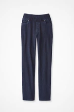 Knit Denim Mid Rise Slim-Leg Ankle Jeans