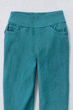 Knit Denim Mid Rise Slim-Leg Ankle Jeans