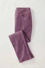 Knit Denim Mid Rise Slim-Leg Ankle Jeans