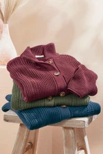 Shaker Detail Button Cardigan