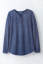 Vintage-Wash Solid Long-Sleeve Henley