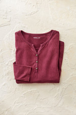 Vintage-Wash Solid Long-Sleeve Henley