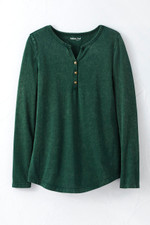 Vintage-Wash Solid Long-Sleeve Henley