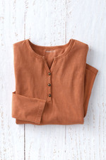 Vintage-Wash Solid Long-Sleeve Henley