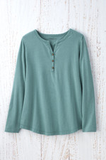 Vintage-Wash Solid Long-Sleeve Henley