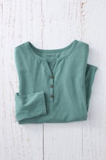 Vintage-Wash Solid Long-Sleeve Henley