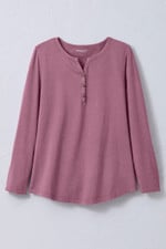 Vintage-Wash Solid Long-Sleeve Henley