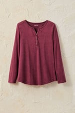 Vintage-Wash Solid Long-Sleeve Henley
