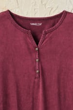Vintage-Wash Solid Long-Sleeve Henley