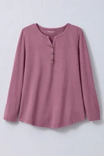 Vintage-Wash Solid Long-Sleeve Henley