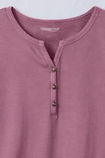 Vintage-Wash Solid Long-Sleeve Henley