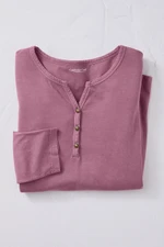Vintage-Wash Solid Long-Sleeve Henley