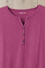 Vintage-Wash Solid Long-Sleeve Henley