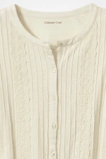 Pintucks and Lace Knit Top