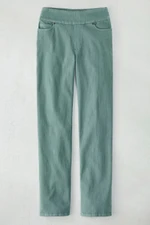 Knit Denim Mid Rise Straight-Leg Jeans