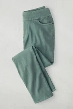 Knit Denim Mid Rise Straight-Leg Jeans