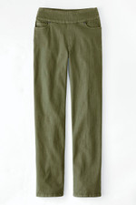Knit Denim Mid Rise Straight-Leg Jeans