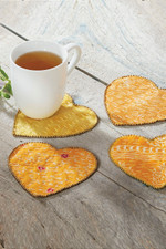 Recycled Sari Heart Coasters